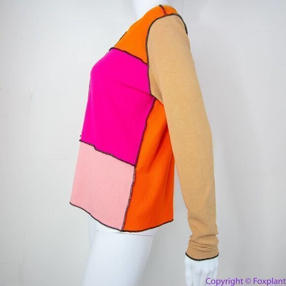 NEW Eloquii Pink Orange Patchwork Color Block Top, size 22/24 - Picture 8 of 16